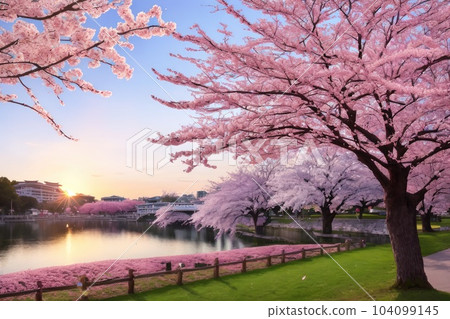 《AI影像》櫻花盛開的春天公園 104099145