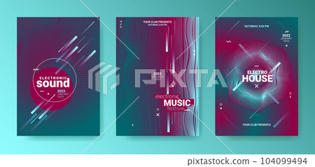 Psychedelic Dj Flyer. Electro Sound Poster. Techno Party Cover. 104099494