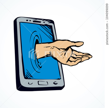 Smartphone support service. Vector drawing 104099899