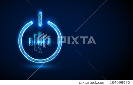 Abstract blue glowing music icon in power button. 104099970