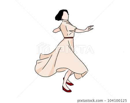A woman dancing with her skirt upside down A woman dancing with her skirt upside down 104100125