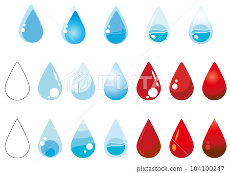 Drop, water, water drop icon illustration material set Drop, water, water drop icon illustration material set 104100247