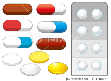Illustration material set of medicine prescribed at the hospital 104100248
