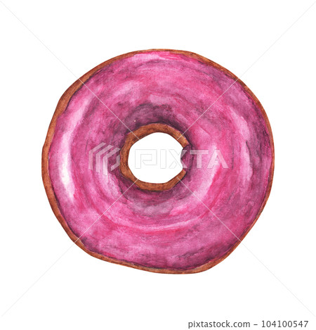 Watercolor painting of donut. Watercolor painting of donut. 104100547