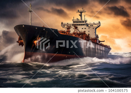 Oil tanker sailing on the high seas. Oil tanker sailing on the high seas. 104100575