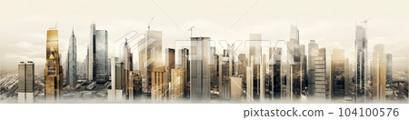 Panorama of the metropolis with many skyscrapers. Panorama of the metropolis with many skyscrapers. 104100576