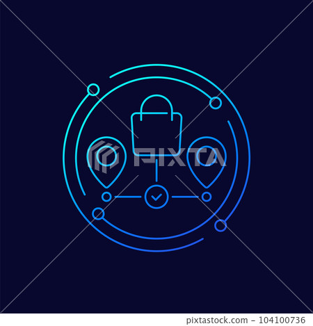grocery delivery icon with a shopping bag 104100736