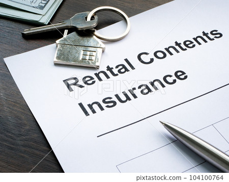 Rental contents insurance application form and key. 104100764
