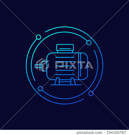 electric motor icon, linear design 104100767