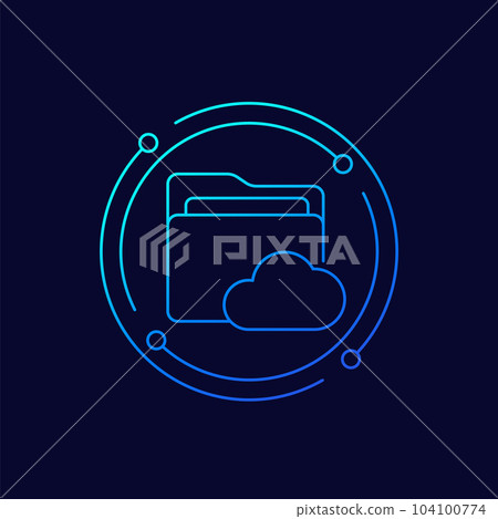 cloud folder icon, linear design cloud folder icon, linear design 104100774