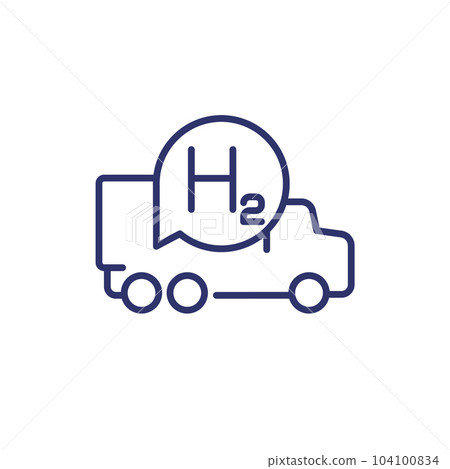 hydrogen truck line icon, hydrogen-powered vehicle 104100834
