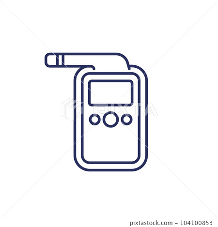 breathalyzer, alcohol test line icon on white 104100853