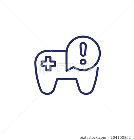 Game addiction line icon with a gamepad 104100862
