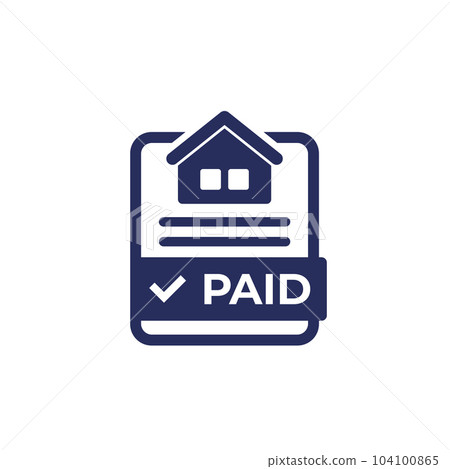 house loan, mortgage paid icon 104100865