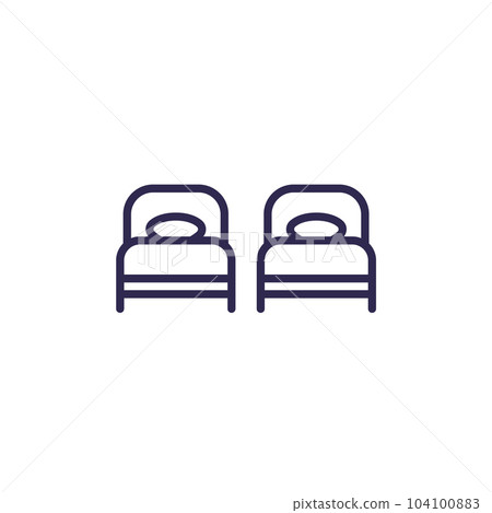 twin beds icon, line vector 104100883