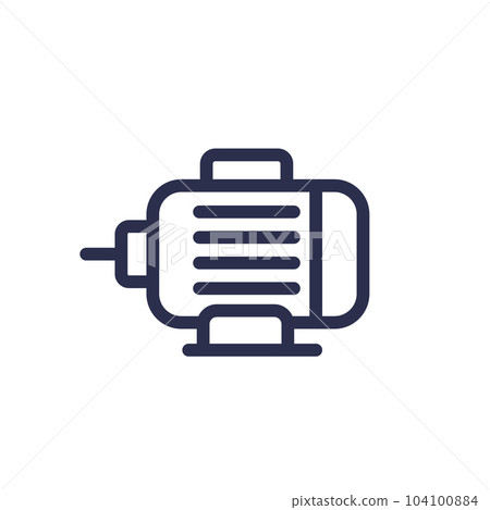 electric motor line icon on white, vector electric motor line icon on white, vector 104100884