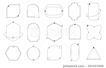 Minimal line frames. Simple geometric outline borders, minimal decorative linear elements. Vector modern bauhaus line frames collection 104101040