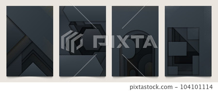 Papercut abstract posters. Geometric abstract covers with origami forms. Minimal wave geometric flyer template. Cute paper cut out banner vector set Papercut abstract posters. Geometric abstract covers with origami forms. Minimal wave geometric flyer template. Cute paper cut out banner vector set 104101114