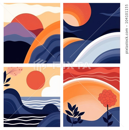 Collection of abstract art background designs, summer sale, social media promotion content. 104101155