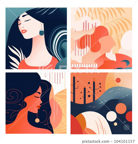 Collection of abstract art background designs, summer sale, social media promotion content. 104101157