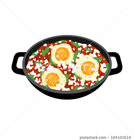 Shakshouka vector illustration. Traditional Middle Eastern cuisine. Shakshouka vector illustration. Traditional Middle Eastern cuisine. 104101618