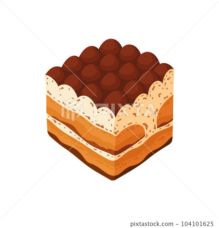 Tiramisu delicious Italian dessert vector illustration. Piece of tiramisu cake. 104101625