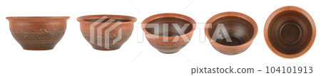 Collection deep bowls different angles isolated on white Collection deep bowls different angles isolated on white 104101913