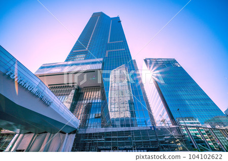 Tokyo cityscape in Japan View of Toranomon Hills Station Tower (Toranomon Hills Station). The appearance of Toranomon Hills... 104102622
