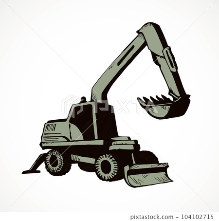 Excavator drawing isolated on white background 104102715