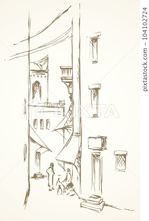 Old eastern city. Vector drawing Old eastern city. Vector drawing 104102724