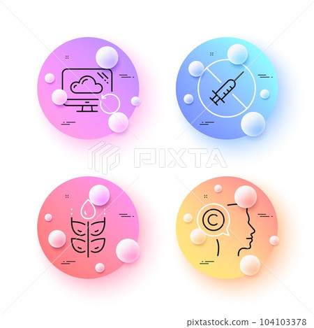 Writer, Recovery cloud and No vaccine minimal line icons. 3d spheres or balls buttons. Gluten free icons. For web, application, printing. Copyrighter, Backup info, Stop vaccination. Vector Writer, Recovery cloud and No vaccine minimal line icons. 3d spheres or balls buttons. Gluten free icons. For web, application, printing. Copyrighter, Backup info, Stop vaccination. Vector 104103378