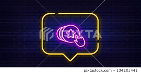 Neon light speech bubble. Hold heart line icon. Friends love sign. Brand ambassador hand symbol. Neon light background. Hold heart glow line. Brick wall banner. Vector Neon light speech bubble. Hold heart line icon. Friends love sign. Brand ambassador hand symbol. Neon light background. Hold heart glow line. Brick wall banner. Vector 104103441