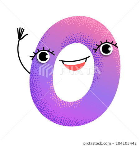 Multicolored textured figure 0 with face Multicolored textured figure 0 with face 104103442