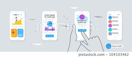 Set of Coins bag, Book and Wifi line icons. Phone ui interface. Include Cooking timer, Clean bubbles, Difficult stress icons. Ice cream, Oculist doctor, Skyscraper buildings web elements. Vector 104103462
