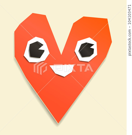 Heart cut out of paper with a face Heart cut out of paper with a face 104103471