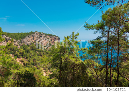 Beautiful view on coast near Kemer, Antalya, Turkey Kemer, Antalya, Mediterranean region, Turkey, Lycia. 104103721