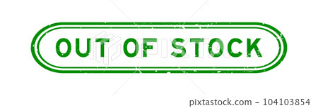 Grunge green out of stock word rubber seal stamp on white background 104103854