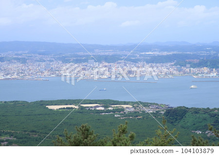 多雲的櫻島風景和櫻島渡口 104103879