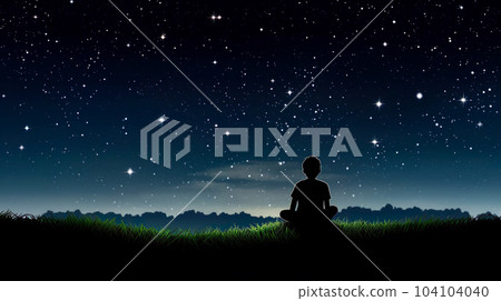 一個男孩仰望星空的剪影“AI 生成的圖像” 104104040