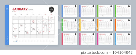 Calendar 2022 month schedule. Only you, Gift and Coupons minimal line icons. Road, Discounts bubble, Air balloon icons. Marriage rings, Map, Miss you web elements. Vector 104104042