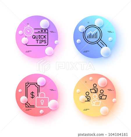 Quick tips, Teamwork and Data analysis minimal line icons. 3d spheres or balls buttons. Private payment icons. For web, application, printing. Helpful tricks, Remote work, Magnifying glass. Vector Quick tips, Teamwork and Data analysis minimal line icons. 3d spheres or balls buttons. Private payment icons. For web, application, printing. Helpful tricks, Remote work, Magnifying glass. Vector 104104181