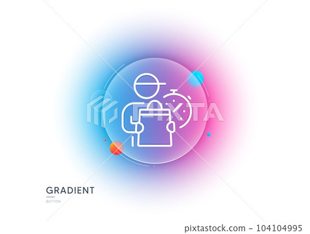 Delivery man line icon. Gradient blur button with glassmorphism. Express courier sign. Order delivery symbol. Transparent glass design. Delivery man line icon. Vector Delivery man line icon. Gradient blur button with glassmorphism. Express courier sign. Order delivery symbol. Transparent glass design. Delivery man line icon. Vector 104104995