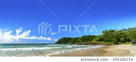 Panoramic image of the Tiririca beach in Itacare 104106254