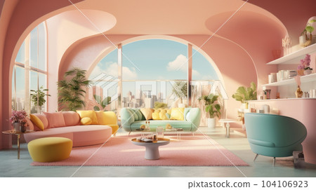 The modern living room in modern color trend 2023-2024 104106923