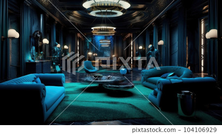 The luxury hotel room night lighting blue green toner The luxury hotel room night lighting blue green toner 104106929