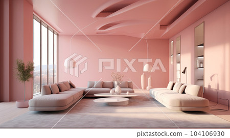 The modern living room with a sofa pink pastel toner The modern living room with a sofa pink pastel toner 104106930