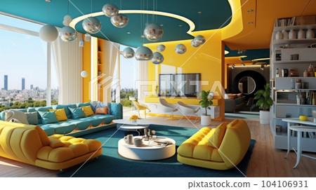 The modern living room luxury interior has yellow-green pastel toner The modern living room luxury interior has yellow-green pastel toner 104106931