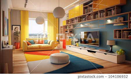 The modern living room yellow toner The modern living room yellow toner 104106932