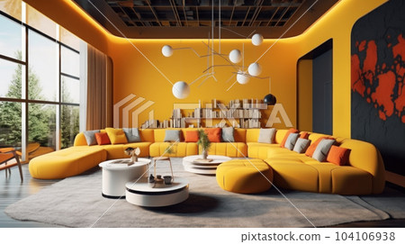 living interior with furniture yellow pastel tone living interior with furniture yellow pastel tone 104106938