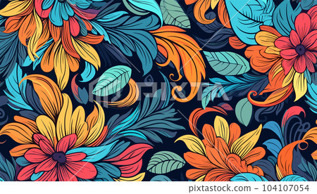 vector floral pattern, spring summer background with tropical flowers. exotic wallpaper. Vector illustration vector floral pattern, spring summer background with tropical flowers. exotic wallpaper. Vector illustration 104107054